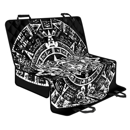 Black And White Maya Calendar Print Pet Car Back Seat Cover