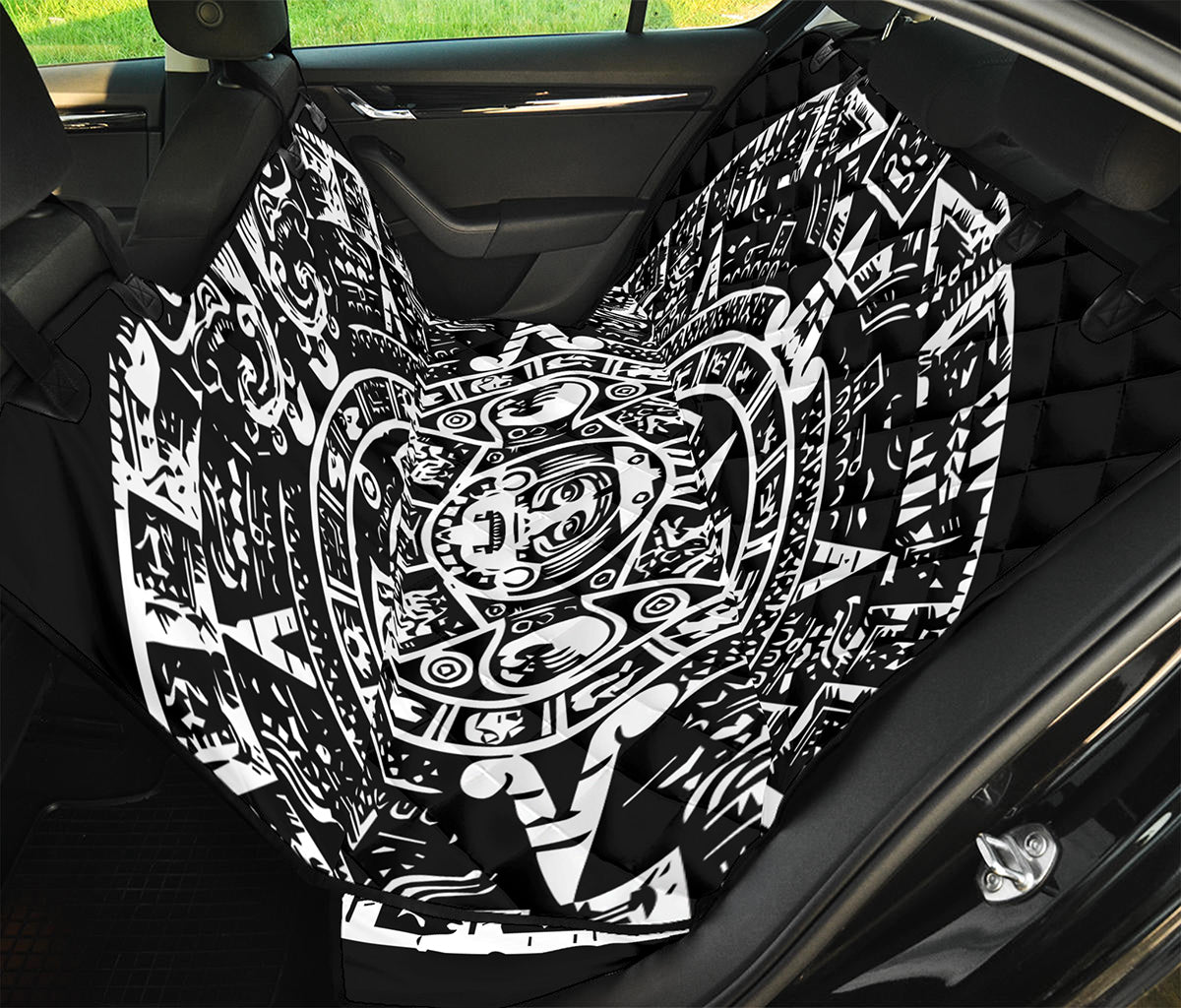 Black And White Maya Calendar Print Pet Car Back Seat Cover