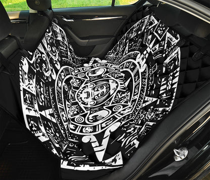 Black And White Maya Calendar Print Pet Car Back Seat Cover