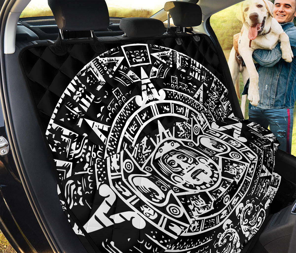 Black And White Maya Calendar Print Pet Car Back Seat Cover