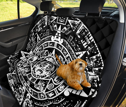 Black And White Maya Calendar Print Pet Car Back Seat Cover