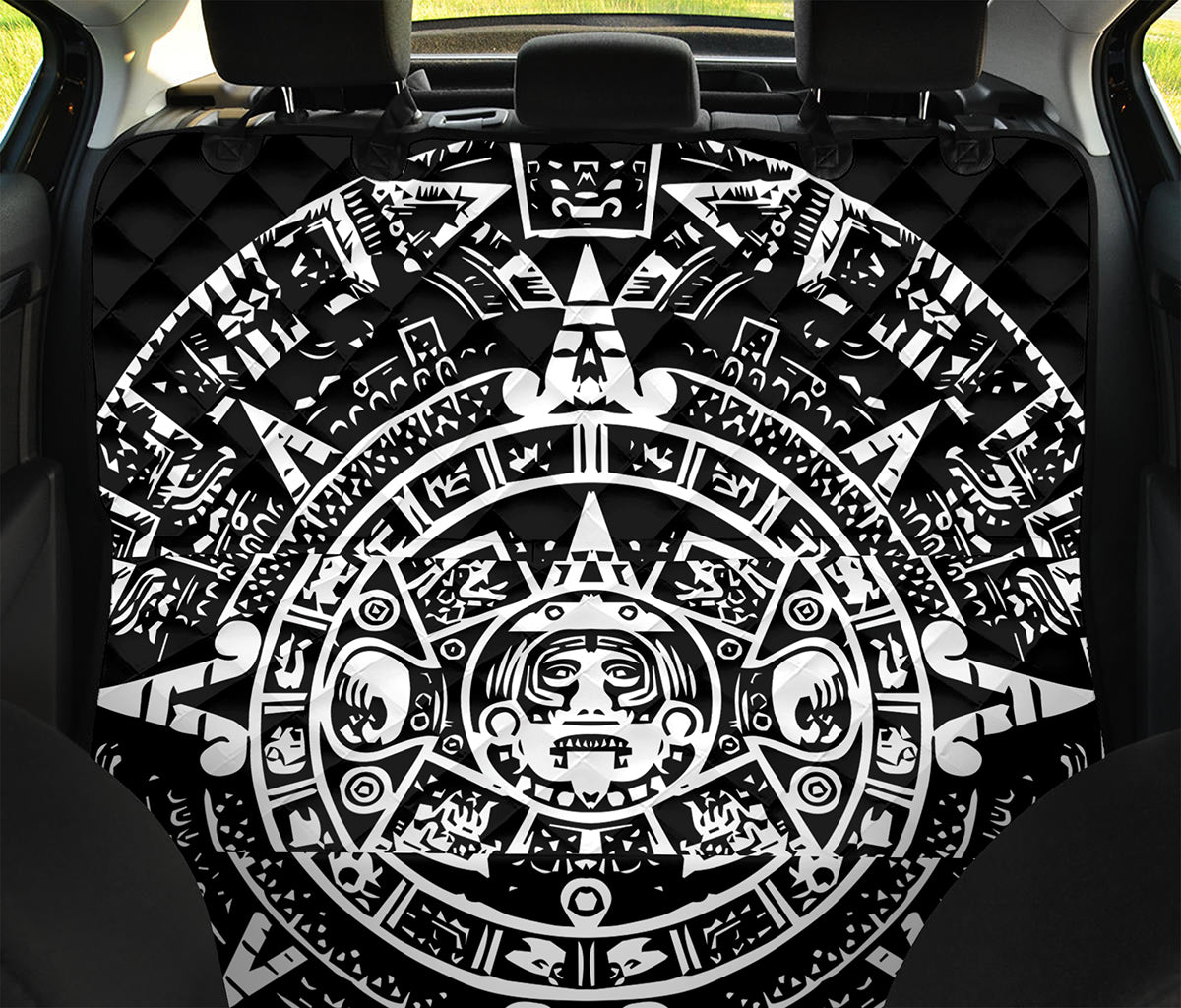 Black And White Maya Calendar Print Pet Car Back Seat Cover