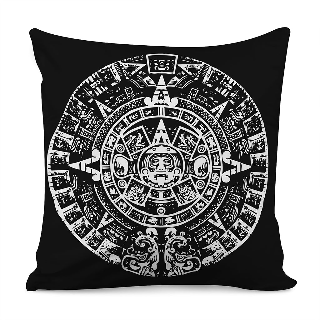 Black And White Maya Calendar Print Pillow Cover