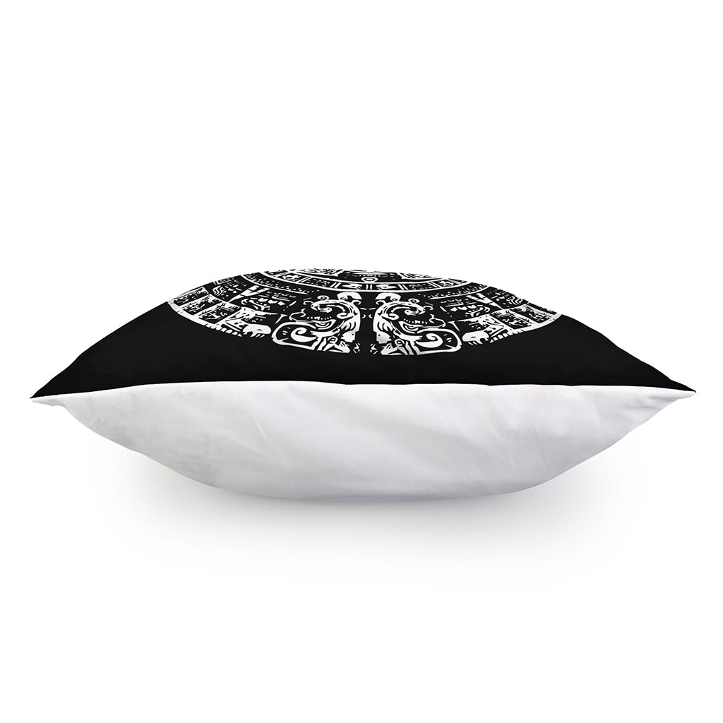 Black And White Maya Calendar Print Pillow Cover