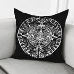 Black And White Maya Calendar Print Pillow Cover