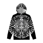 Black And White Maya Calendar Print Pullover Hoodie