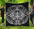 Black And White Maya Calendar Print Quilt