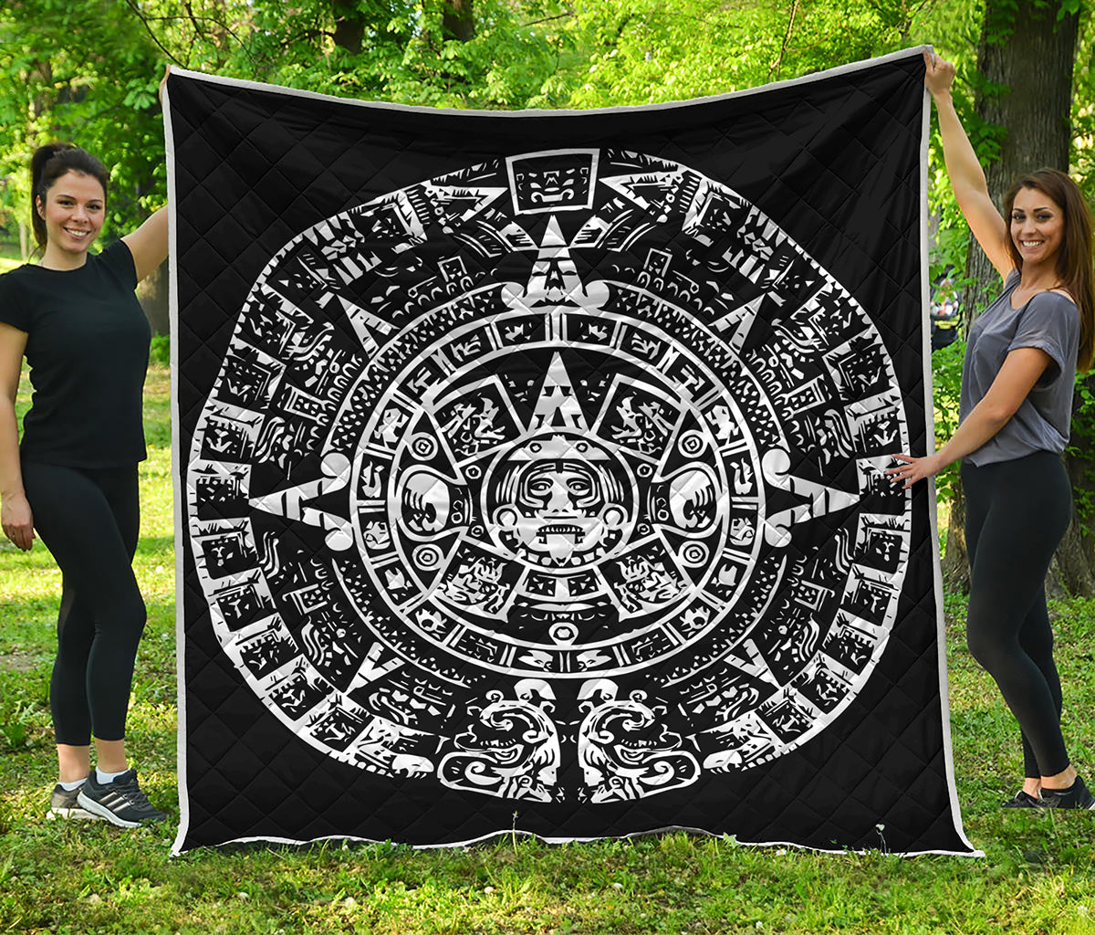 Black And White Maya Calendar Print Quilt