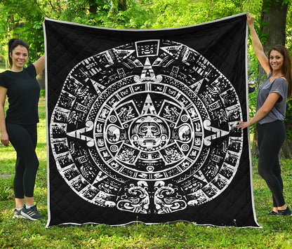 Black And White Maya Calendar Print Quilt