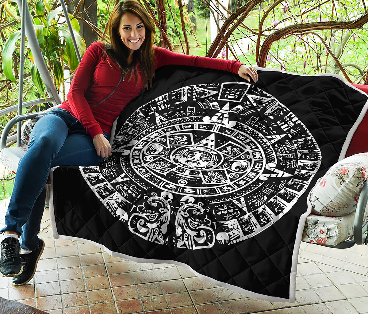 Black And White Maya Calendar Print Quilt