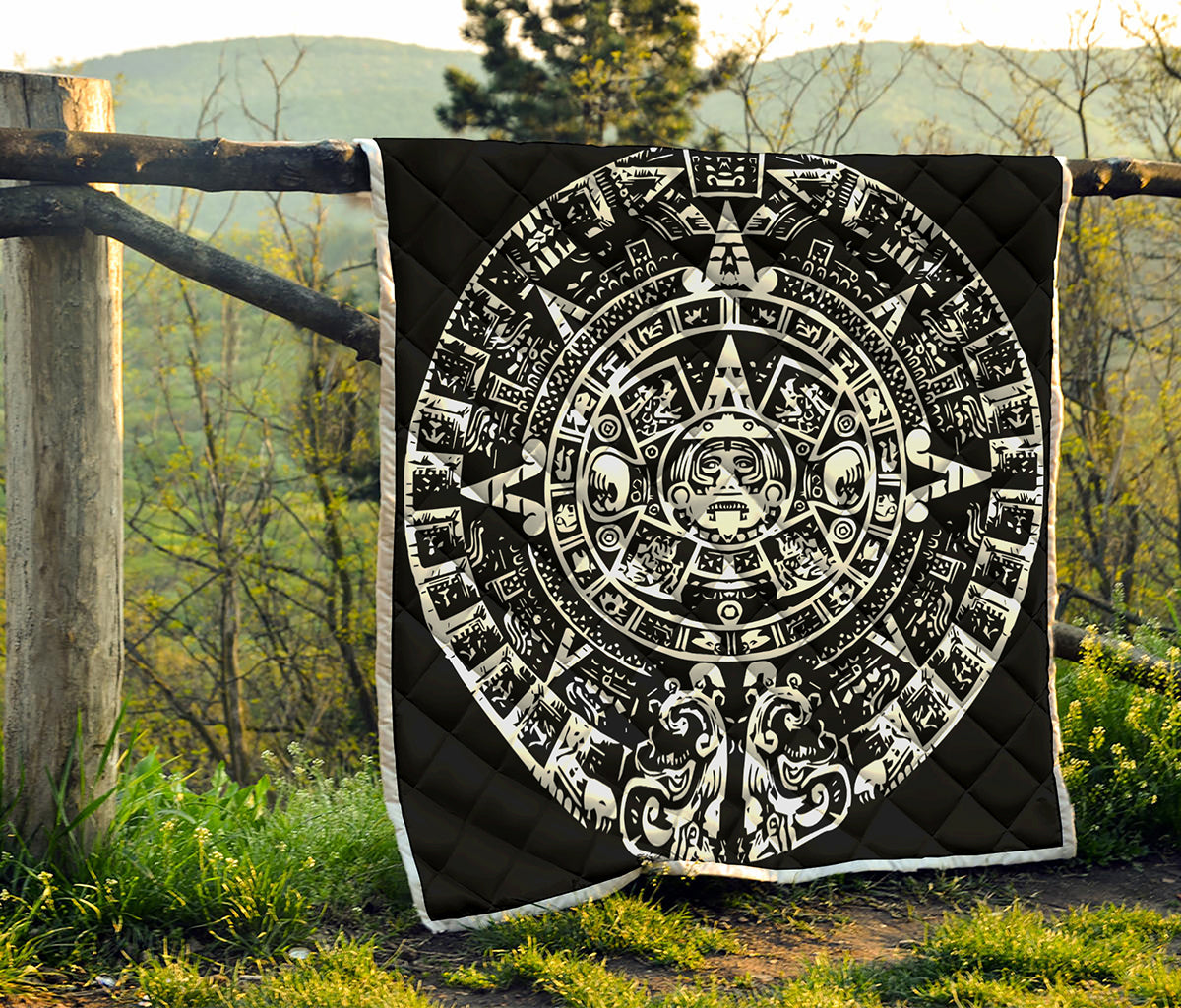 Black And White Maya Calendar Print Quilt
