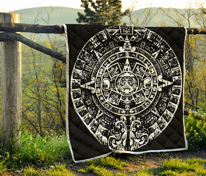 Black And White Maya Calendar Print Quilt