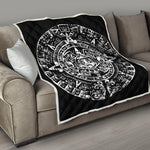 Black And White Maya Calendar Print Quilt