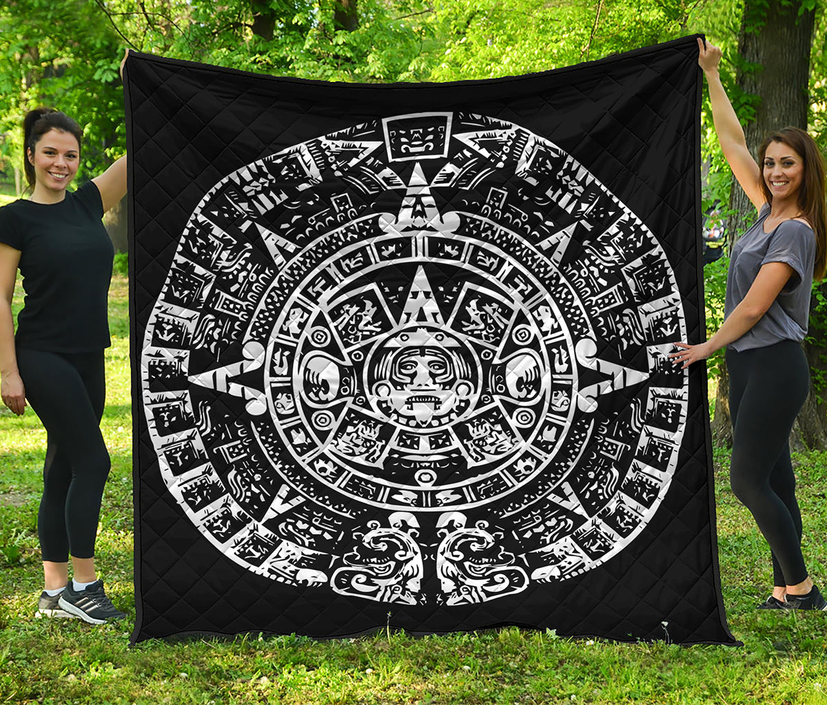 Black And White Maya Calendar Print Quilt
