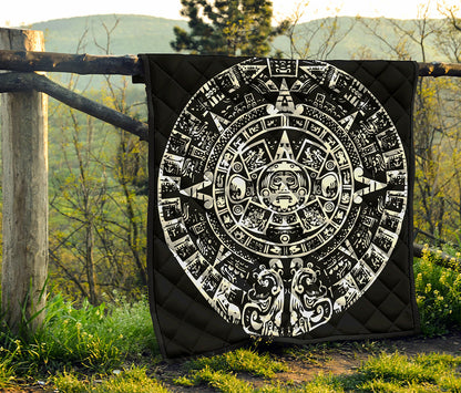 Black And White Maya Calendar Print Quilt