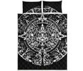 Black And White Maya Calendar Print Quilt Bed Set