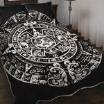 Black And White Maya Calendar Print Quilt Bed Set
