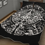 Black And White Maya Calendar Print Quilt Bed Set