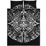 Black And White Maya Calendar Print Quilt Bed Set