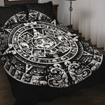 Black And White Maya Calendar Print Quilt Bed Set