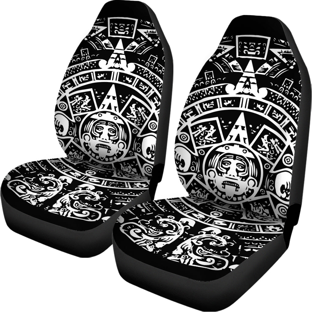 Black And White Maya Calendar Print Universal Fit Car Seat Covers