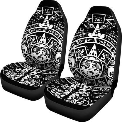 Black And White Maya Calendar Print Universal Fit Car Seat Covers