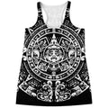 Black And White Maya Calendar Print Women's Racerback Tank Top
