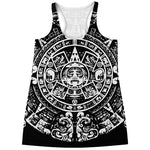 Black And White Maya Calendar Print Women's Racerback Tank Top