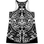 Black And White Maya Calendar Print Women's Racerback Tank Top
