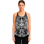 Black And White Maya Calendar Print Women's Racerback Tank Top