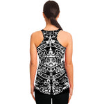 Black And White Maya Calendar Print Women's Racerback Tank Top