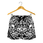 Black And White Maya Calendar Print Women's Shorts