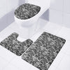 Black And White Mechanic Pattern Print 3 Piece Bath Mat Set