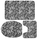 Black And White Mechanic Pattern Print 3 Piece Bath Mat Set