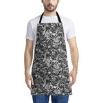 Black And White Mechanic Pattern Print Apron