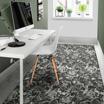 Black And White Mechanic Pattern Print Area Rug