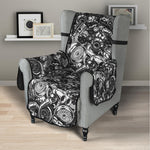 Black And White Mechanic Pattern Print Armchair Protector