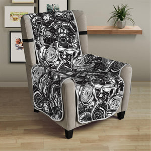 Black And White Mechanic Pattern Print Armchair Protector