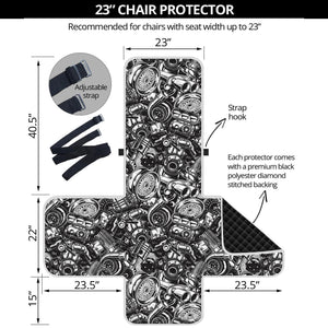 Black And White Mechanic Pattern Print Armchair Protector