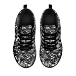 Black And White Mechanic Pattern Print Black Sneakers