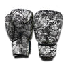 Black And White Mechanic Pattern Print Boxing Gloves