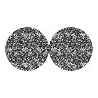 Black And White Mechanic Pattern Print Car Coasters