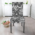 Black And White Mechanic Pattern Print Dining Chair Slipcover