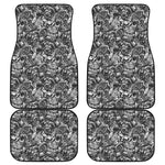 Black And White Mechanic Pattern Print Front and Back Car Floor Mats