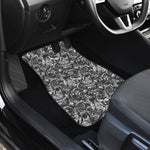 Black And White Mechanic Pattern Print Front and Back Car Floor Mats