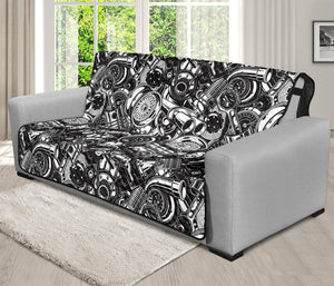 Black And White Mechanic Pattern Print Futon Protector