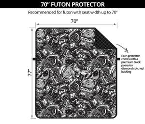 Black And White Mechanic Pattern Print Futon Protector