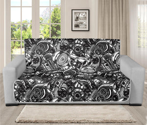 Black And White Mechanic Pattern Print Futon Protector