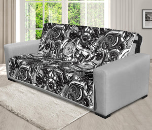 Black And White Mechanic Pattern Print Futon Protector