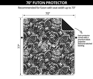 Black And White Mechanic Pattern Print Futon Protector